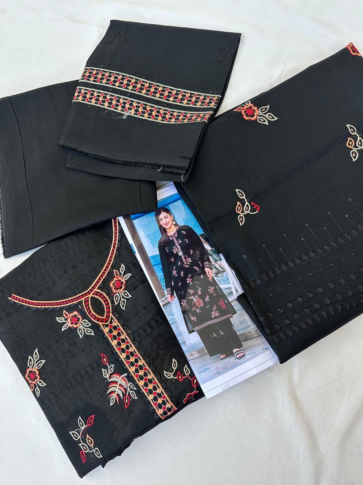 2 piece embroidered lawn