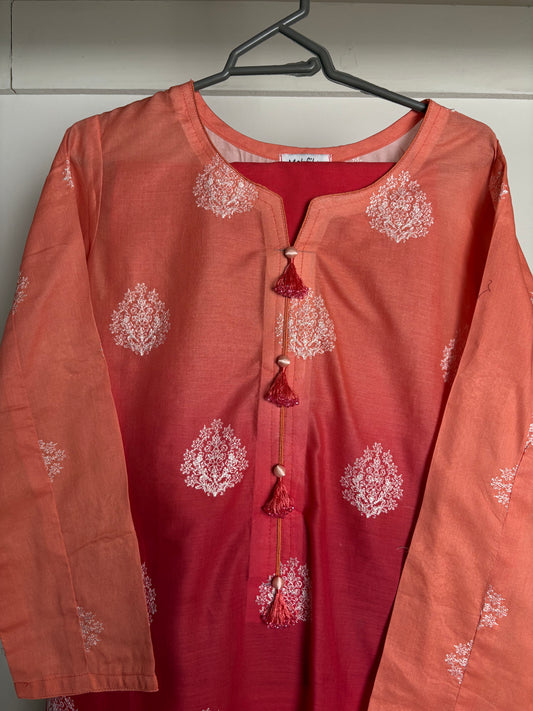 2 piece tie & dye stitched farshi suit