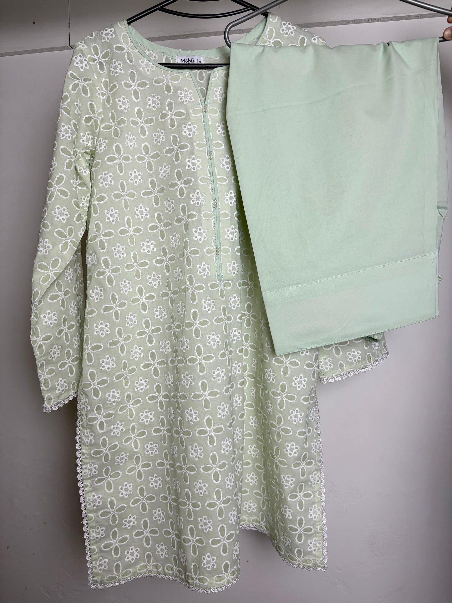 2 piece stitched paste print farshi suit