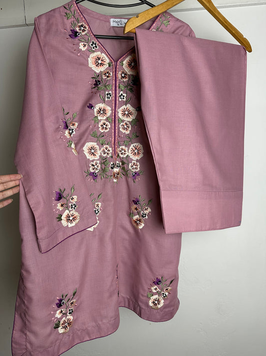 2 piece stitched embroidered farshi suit
